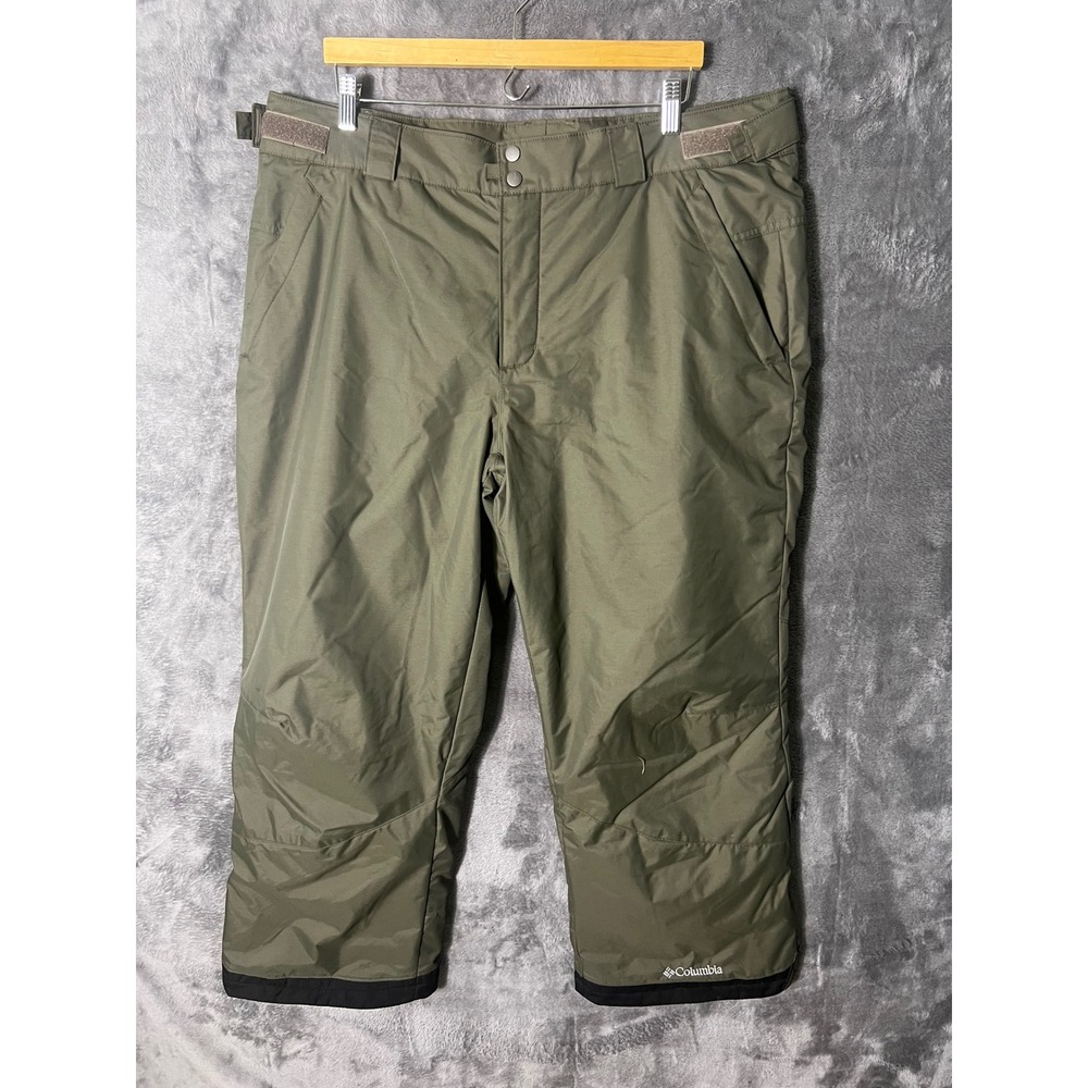Columbia Mens Insulated Snow Pants Olive Green Adjustable Waist Ski Snowboard